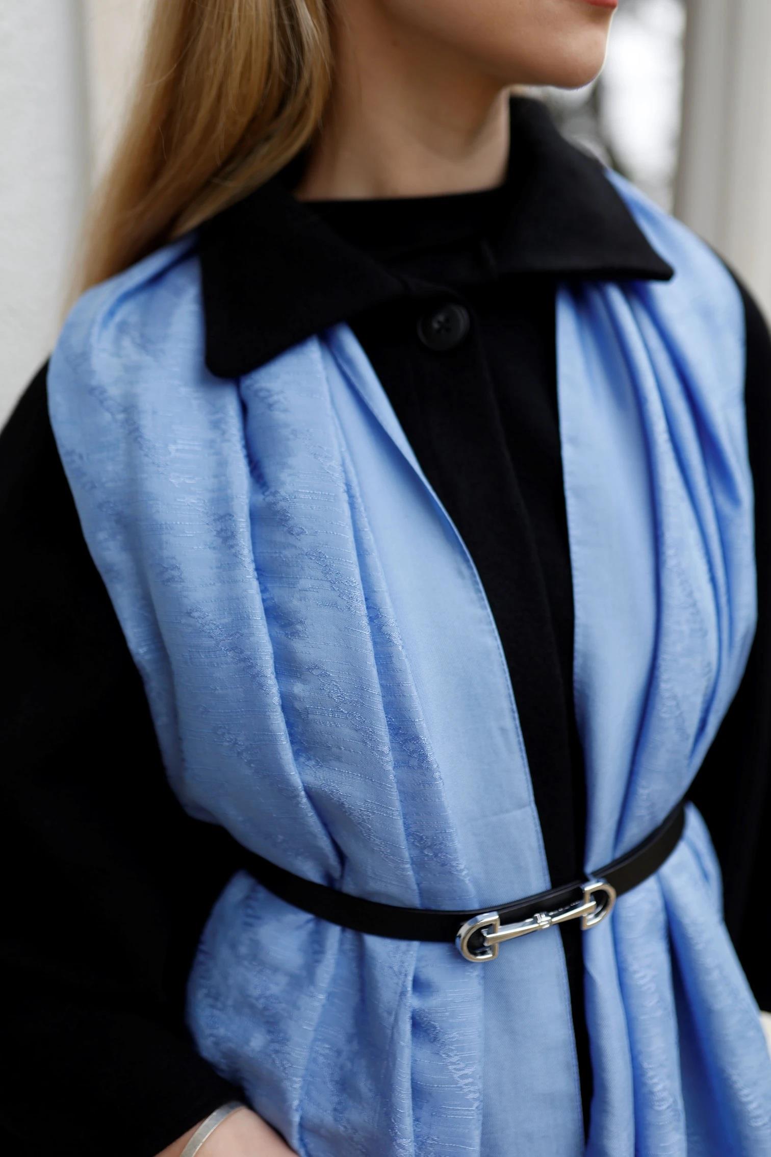 Valentino Orlandi Siena, Jakarlı Şal - İmza Desen - 14 - Mavi