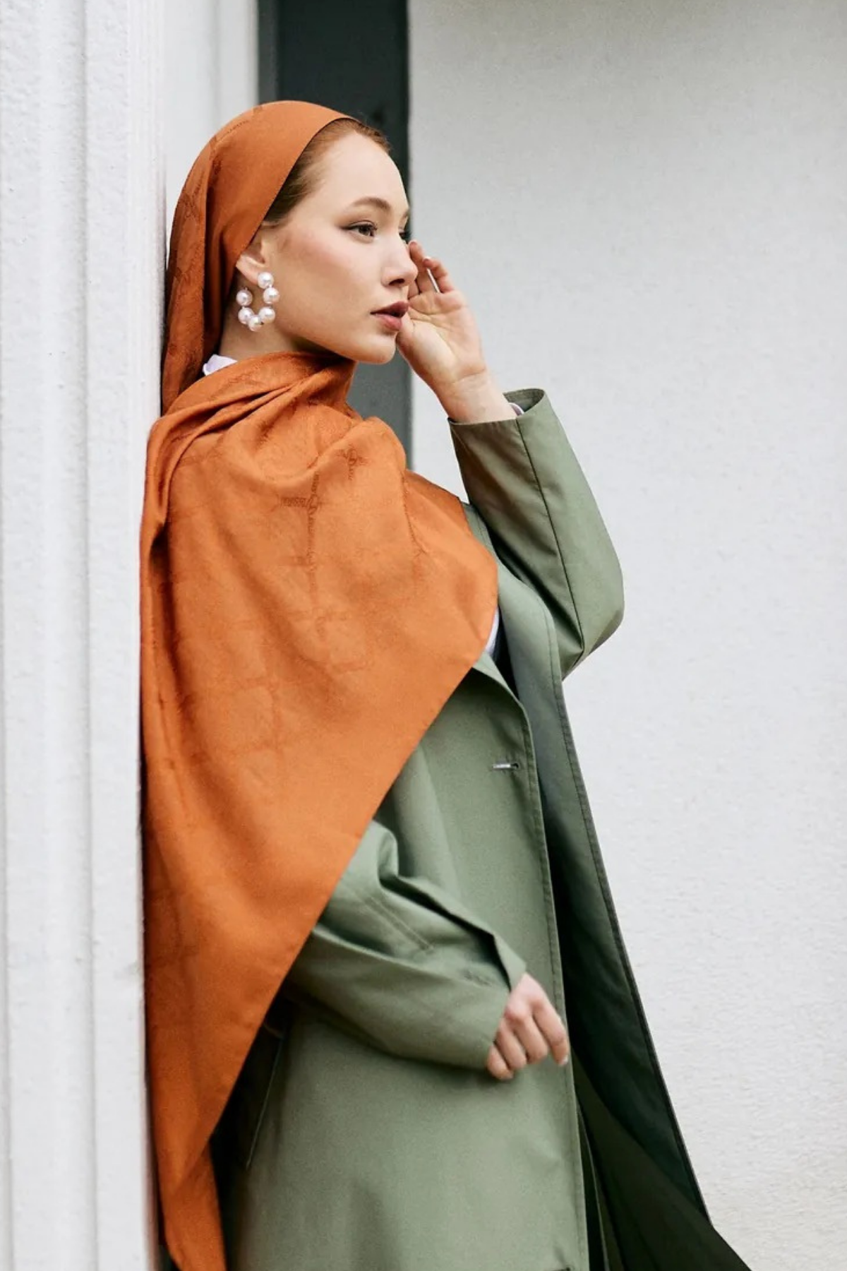 Valentino Orlandi Siena, Jakarlı Şal - Logo Desen - 17 - Şeftali