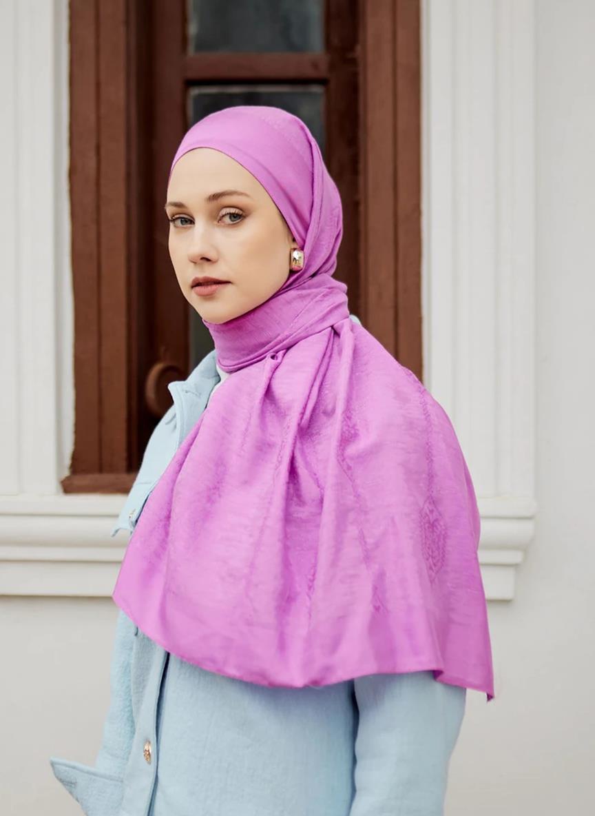 Valentino Orlandi Siena, Jakarlı Şal - Motif Desen - 08 - Fuşya