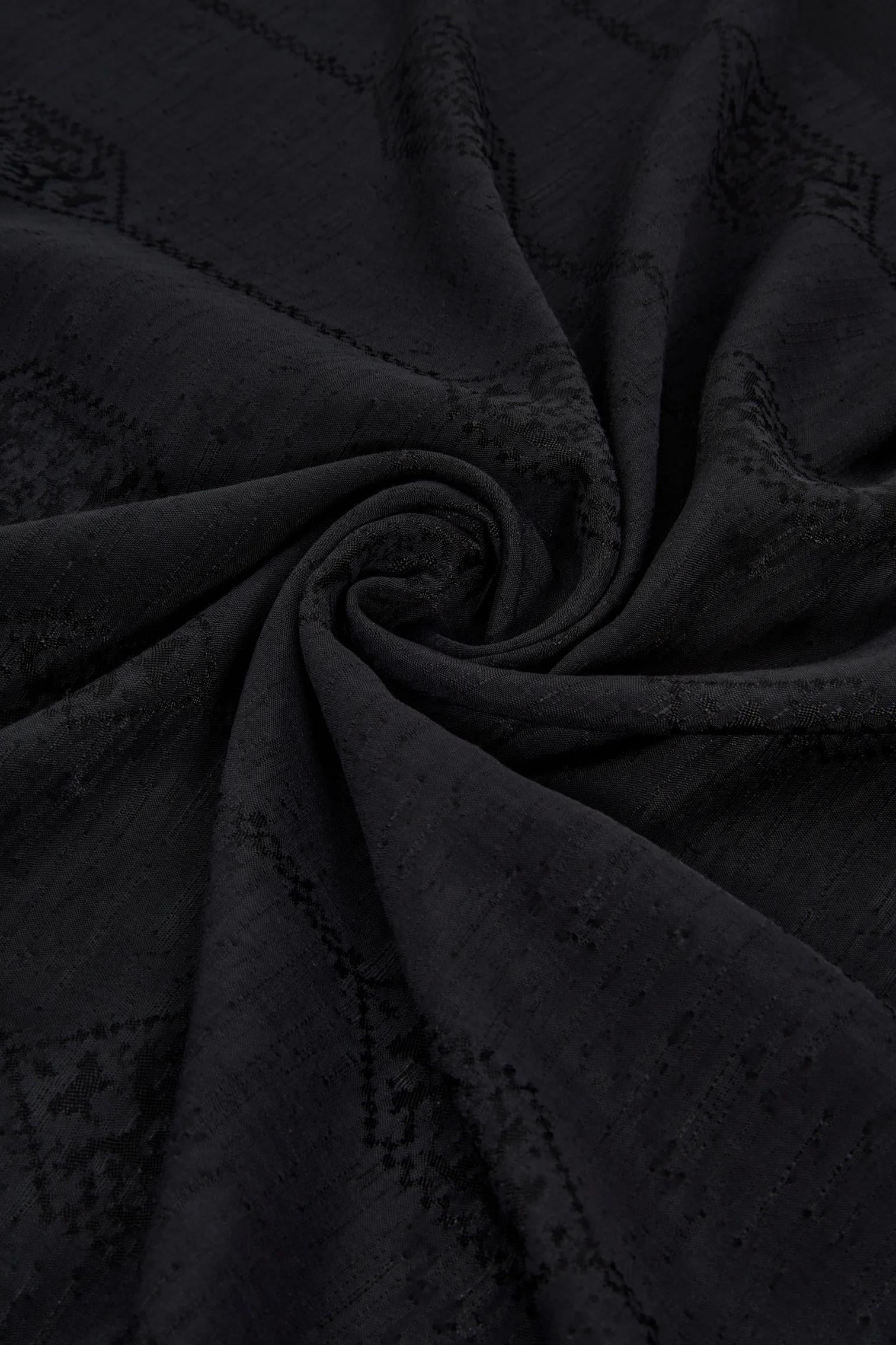 Valentino Orlandi Siena, Jakarlı Şal - Motif Desen - 01 - Siyah