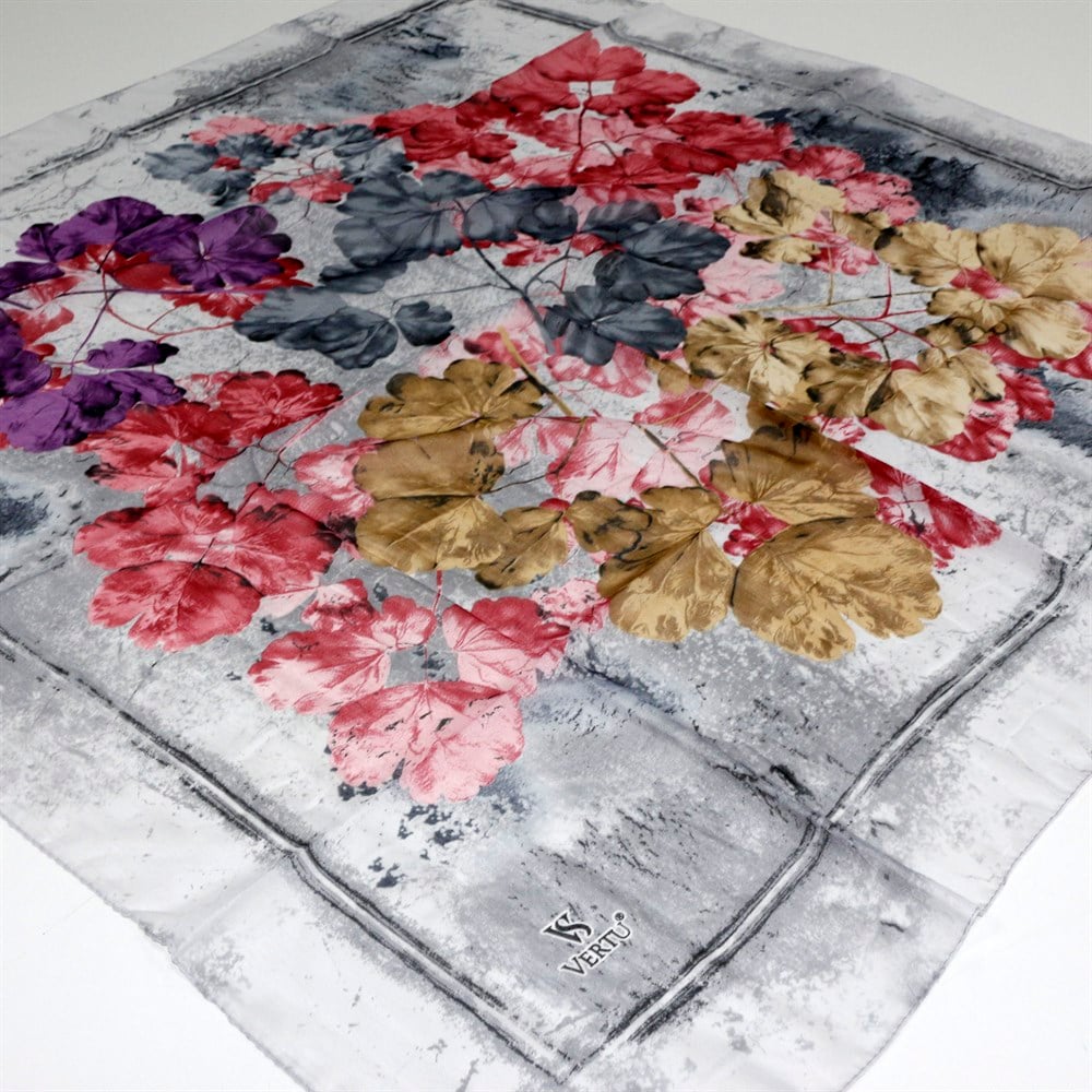 Vertu Çerçeveli Çiçek Desen Yazma - 01 Gümüş