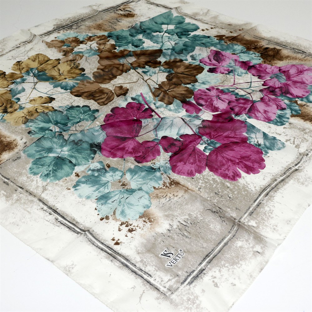 Vertu Çerçeveli Çiçek Desen Yazma - 09 Mor