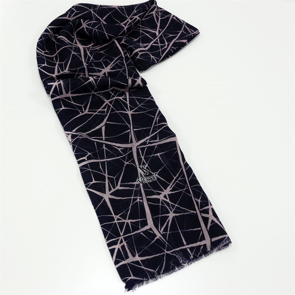 Vertu Geometrik Baskılı Şal - 25 Siyah, Mor