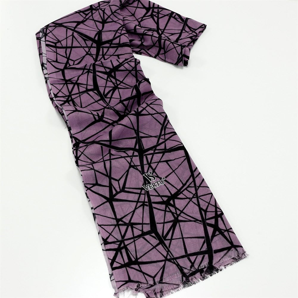 Vertu Geometrik Baskılı Şal - 34 Mor