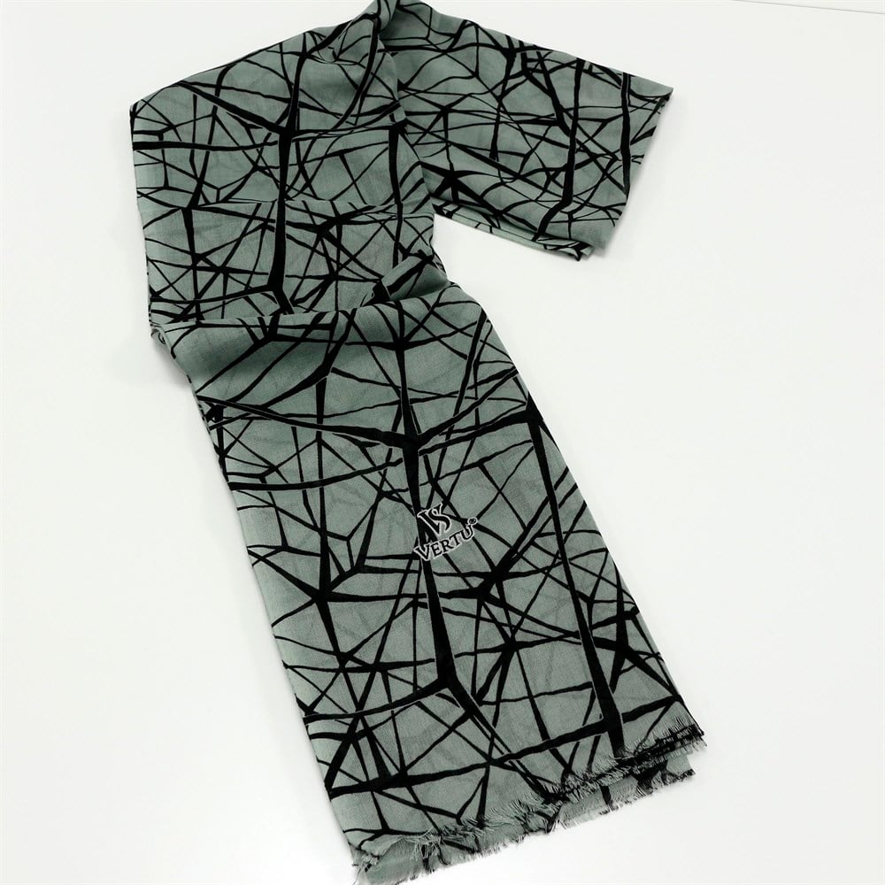 Vertu Geometrik Baskılı Şal - 403 Yeşil