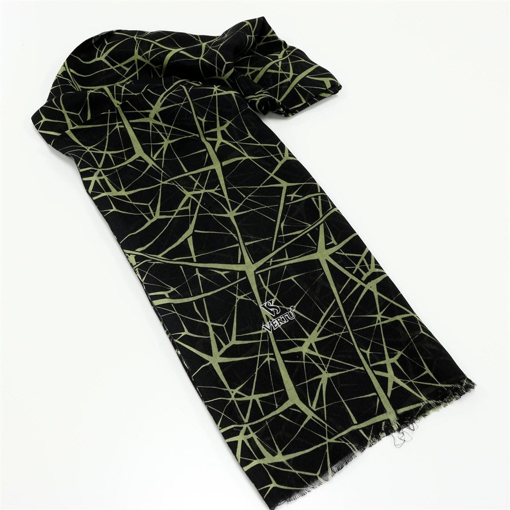 Vertu Geometrik Baskılı Şal - 41 Siyah, Yeşil