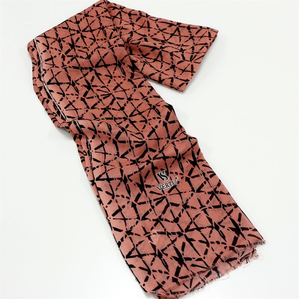 Vertu Karışık Çizgi Desen Baskılı Şal - 203 Pembe