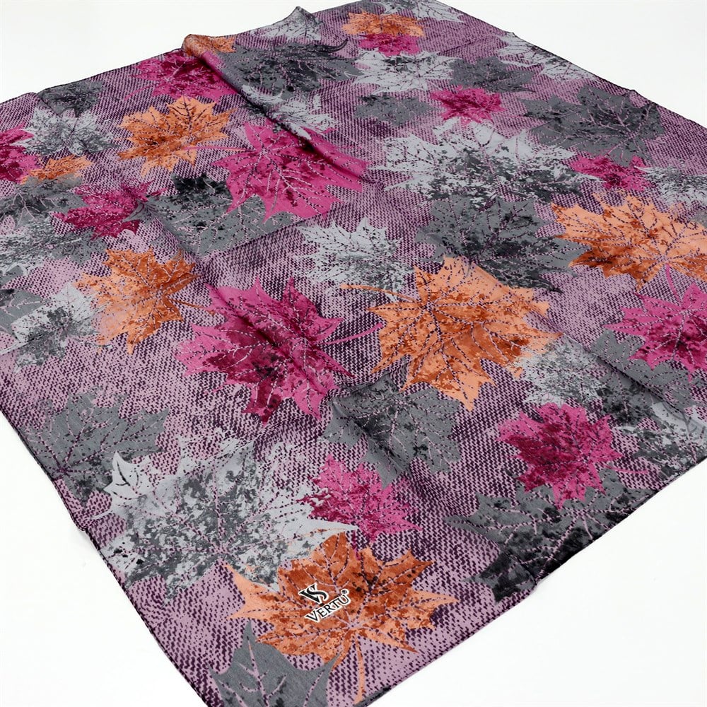 Vertu Yaprak Desenli Yazma - 12 Mor