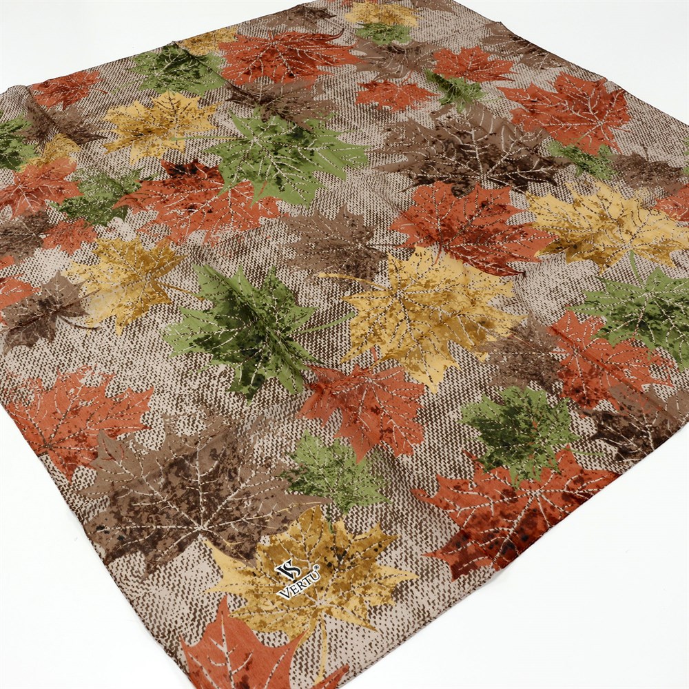 Vertu Yaprak Desenli Yazma - 13 Açık Kahve