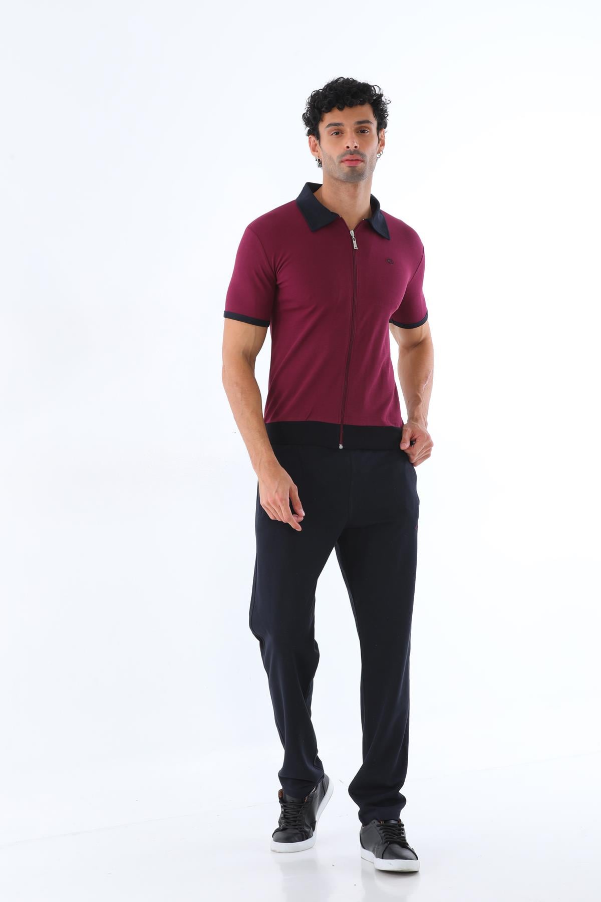 Erkek Polo Yaka Fermuarlı Eşofman Takımı