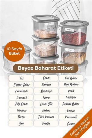 10 Sayfa Beyaz Baharat Etiketi