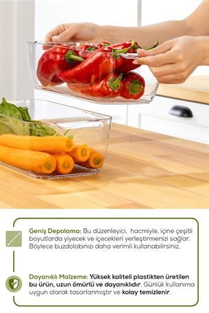 2li Set 2,6 Litre Freez Buzdolabı Düzenleyici Şeffaf