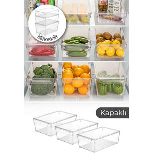 3 Adet Kapaksız Buzdolabı Organizeri Büyük