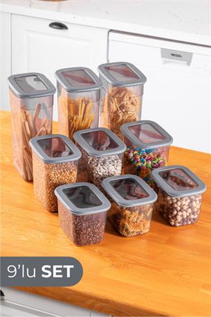 9lu Set Poli Şeffaf Kapaklı Uzun Dikdörtgen Saklama Kabı 3x(1,3 LİTRE, 2 LİTRE, 3,2 LİTRE)