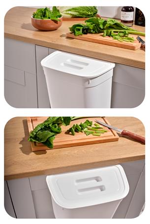 Kapaklı Asılabilir Çöp Kovası Beyaz