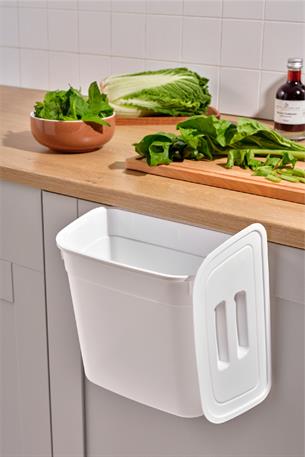 Kapaklı Asılabilir Çöp Kovası Beyaz