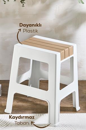 Plastik Büyük Tabure Kahverengi