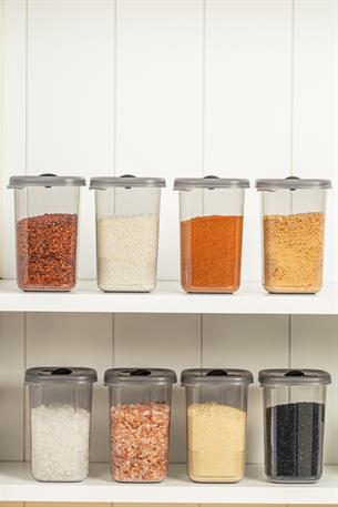 Vienev 12li Döner Başlık Kapaklı Etiketli Hava Geçirmez 0,45 Lt Baharat Saklama Seti Antrasit