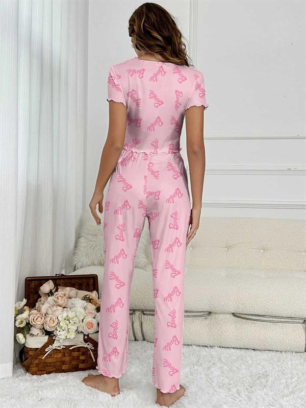 Barbie Kısakollu Kadın Pijama Takımı 3218 BASİC İKİLİ PİJAMA TAKIMI, Çok  Satanlar Pembishomewear