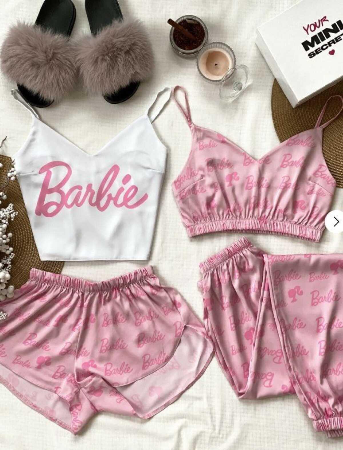 Barbie 4'Lü Kadın Şort Kadın Pijama Takımı 2645 - Pembishomewear