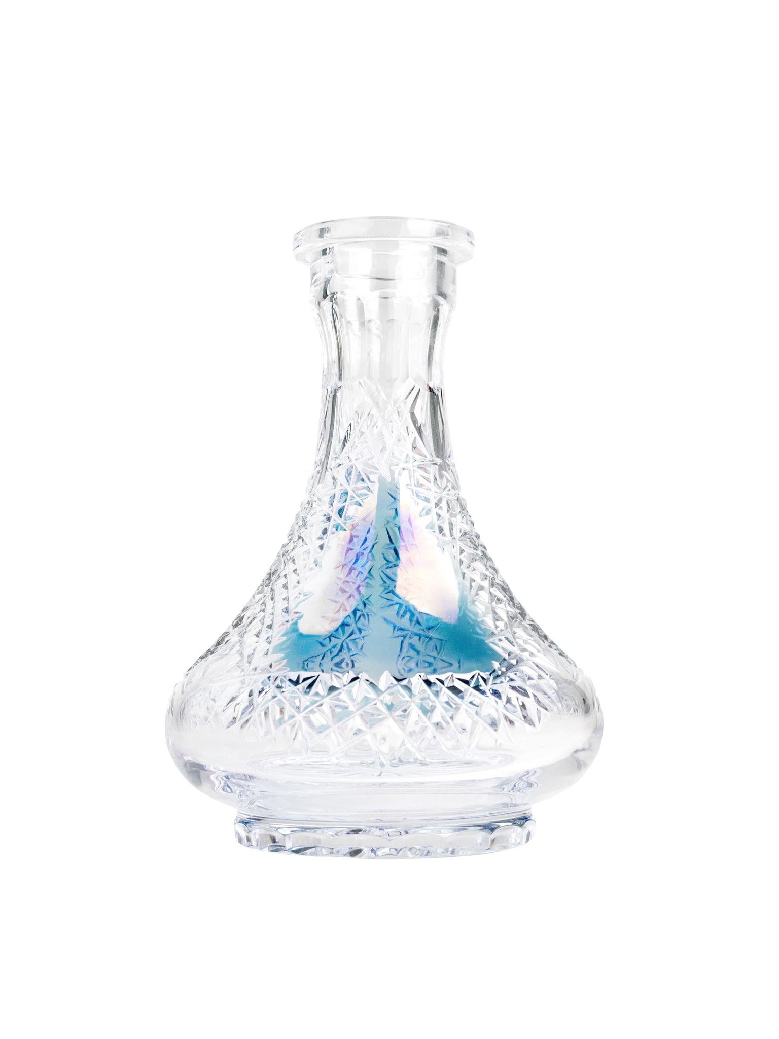 Özel Seri Kristal Dekor Mavi Cam Şişe - D10