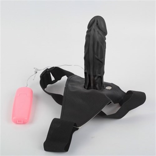 18 cm Belden Bağlamalı İçi Boş Titreşimli Testissiz Protez Zenci Penis (Ürün Kodu: T1011S)