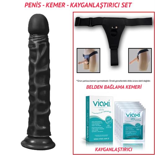 24cm Belden Bağlamalı Realistik Testissiz Zenci Penis (Ürün Kodu: U6105BT)