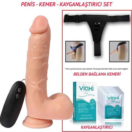 Belden Bağlamalı 10 Fonksiyonlu Titreşimli Et Dokusu Süper Realistik Penis 19.5CM (Ürün kodu: U6087B)