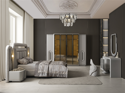 PRADA SİS GRİ YATAK ODASI TAKIMI