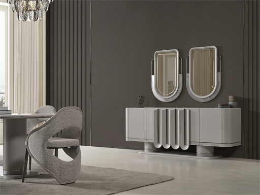 PRADA SİS GRİ YEMEK ODASI TAKIMI