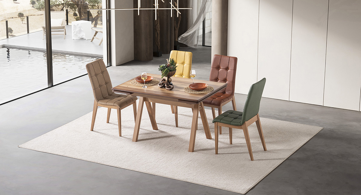 LUCCA CEVİZ MASA TAKIMI