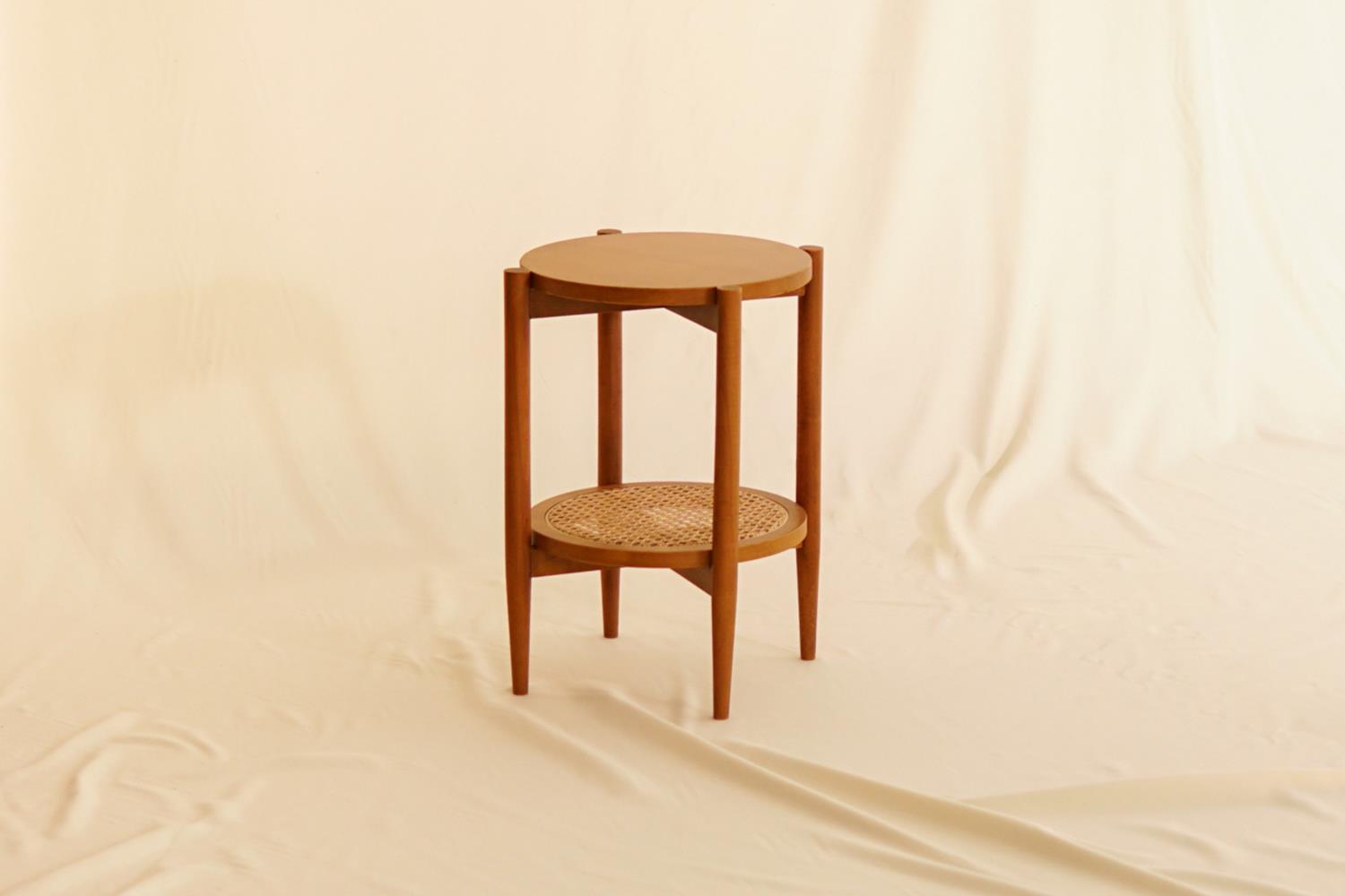 Rustik Hazeranlı Yan Sehpa Ceviz