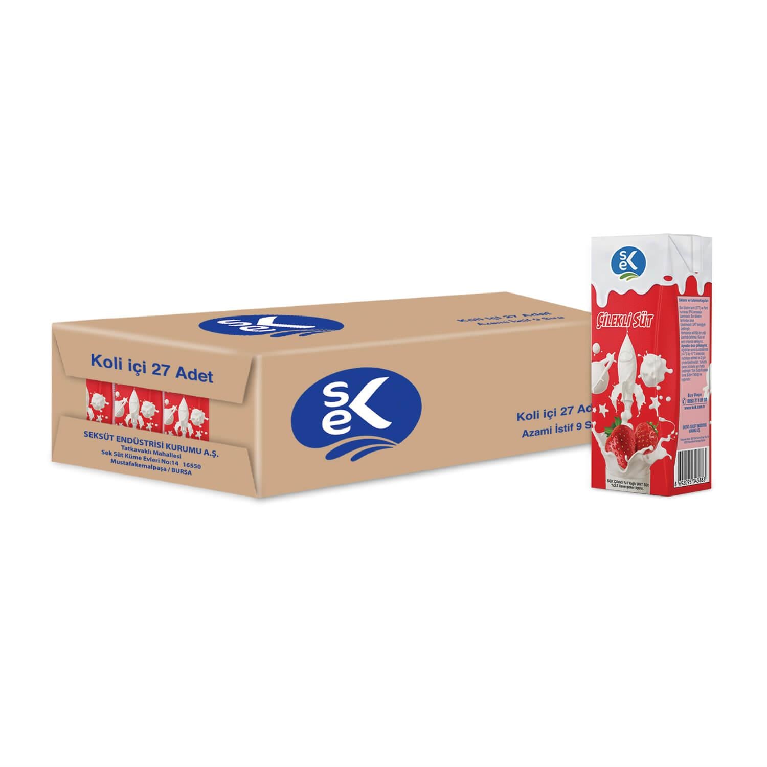 SEK %1 Yağlı Çilekli Süt 180 ML x 27