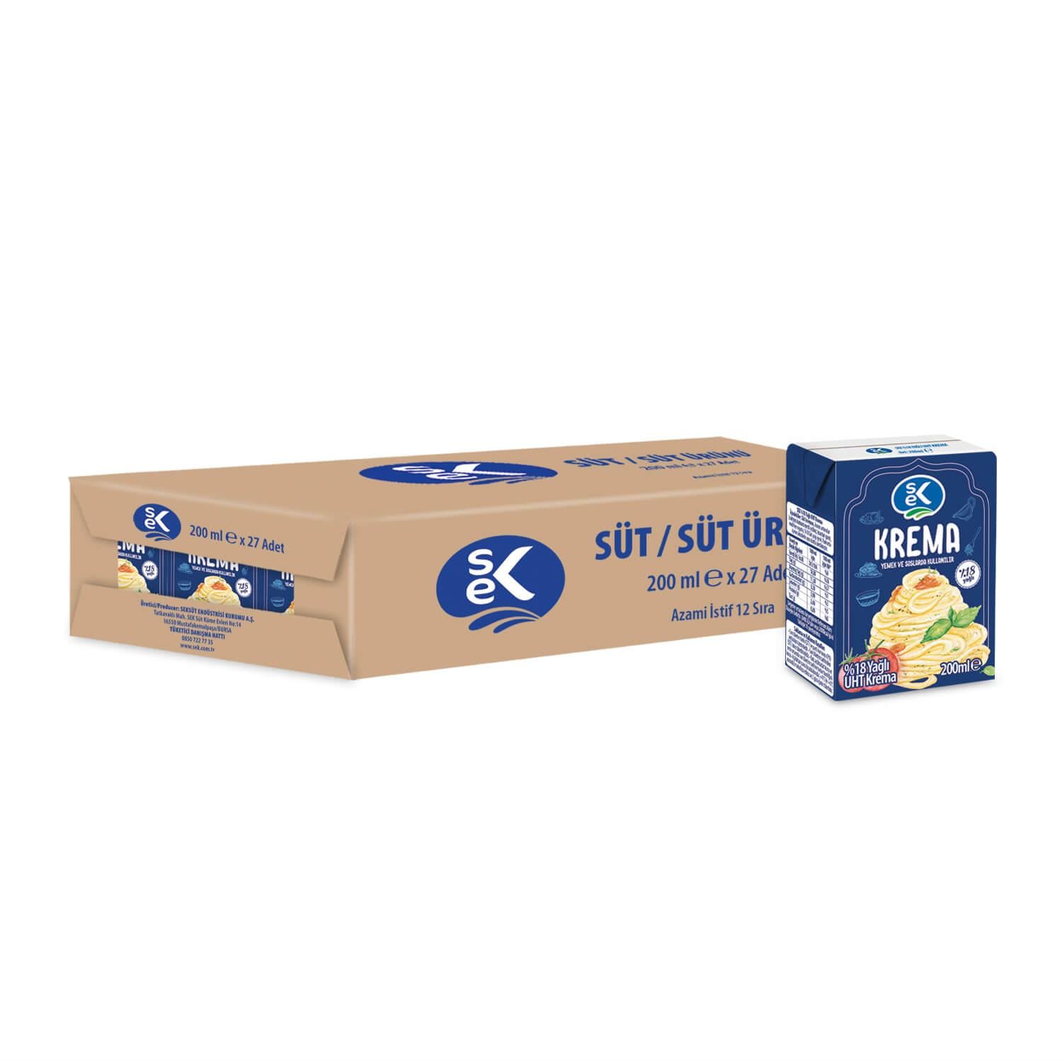 SEK %18 Yağlı Pişirme Kreması 200 ML x 27