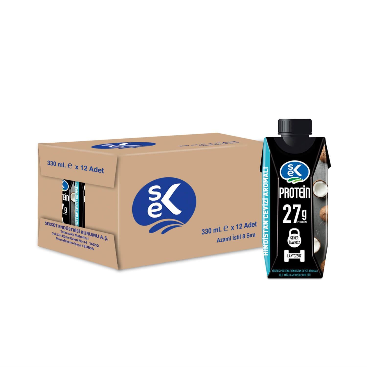 SEK Protein Süt Hindistan Cevizi Aromalı - Laktozsuz - 330 ML X 12