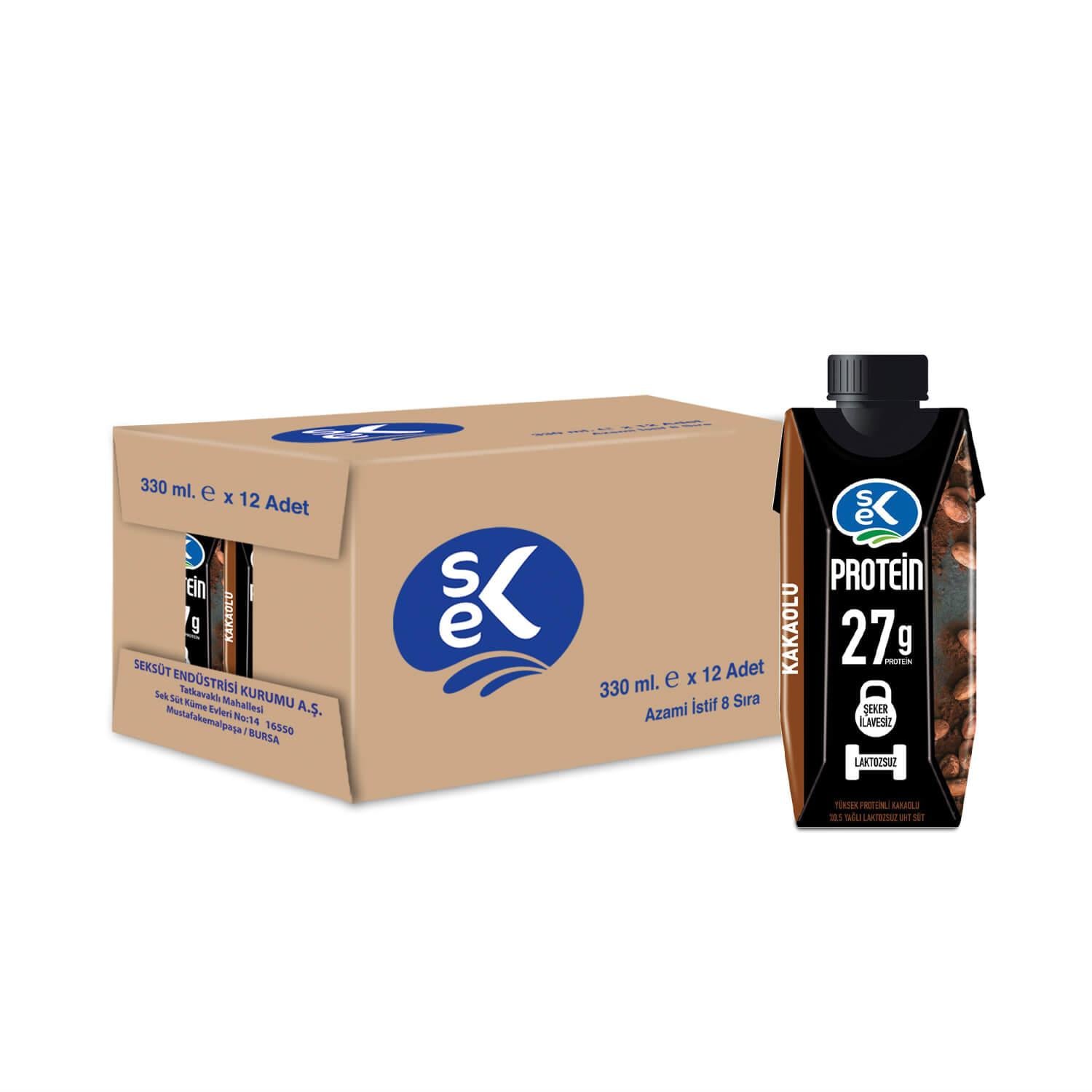 SEK Protein Süt Kakaolu - Laktozsuz - 330 ML X 12