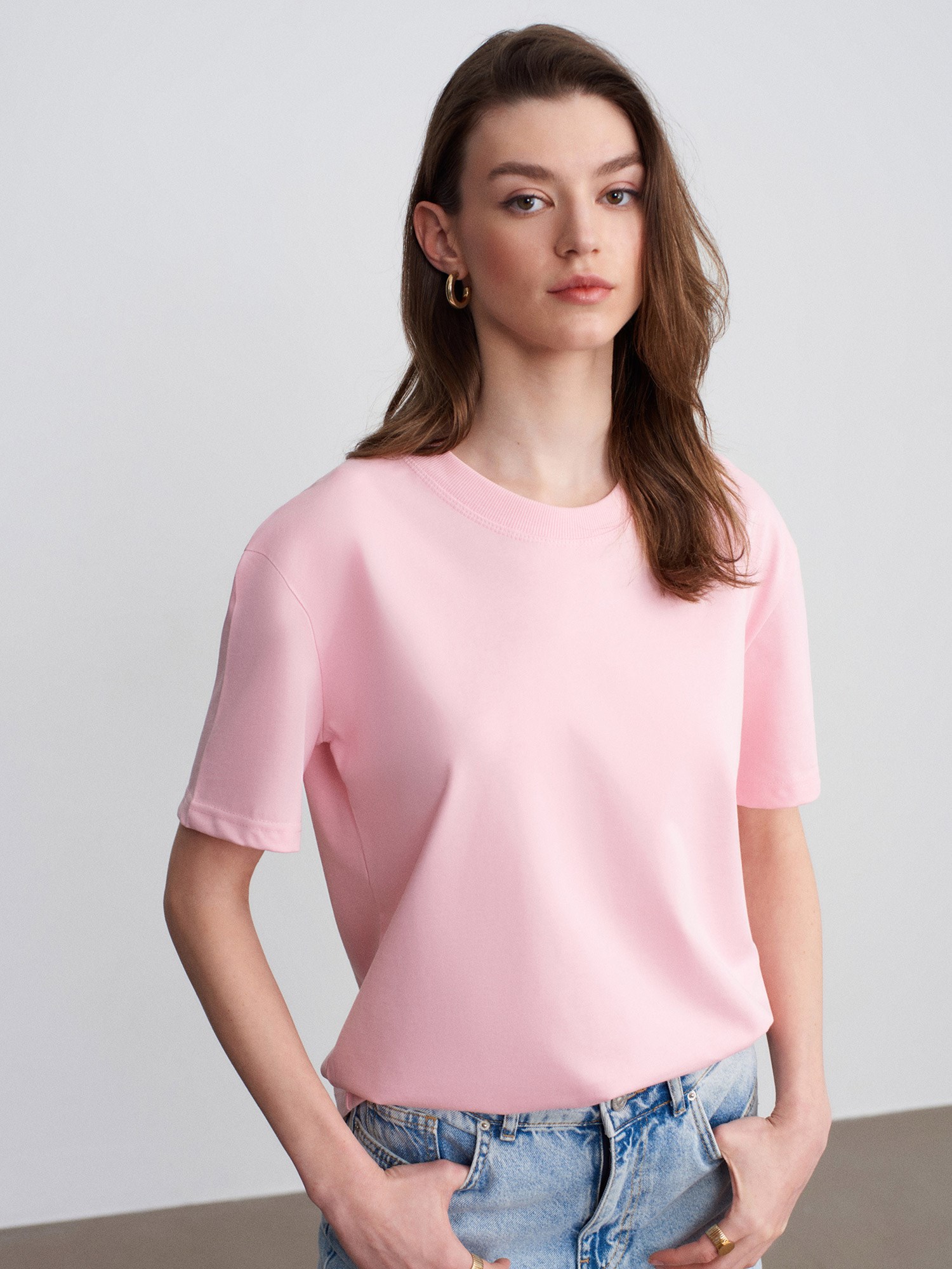 Dekoratif Dikişli Bisiklet Yaka Tshirt