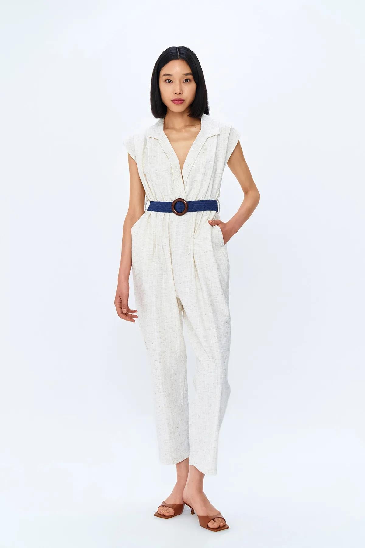 Kruvaze Yakalı Tulum