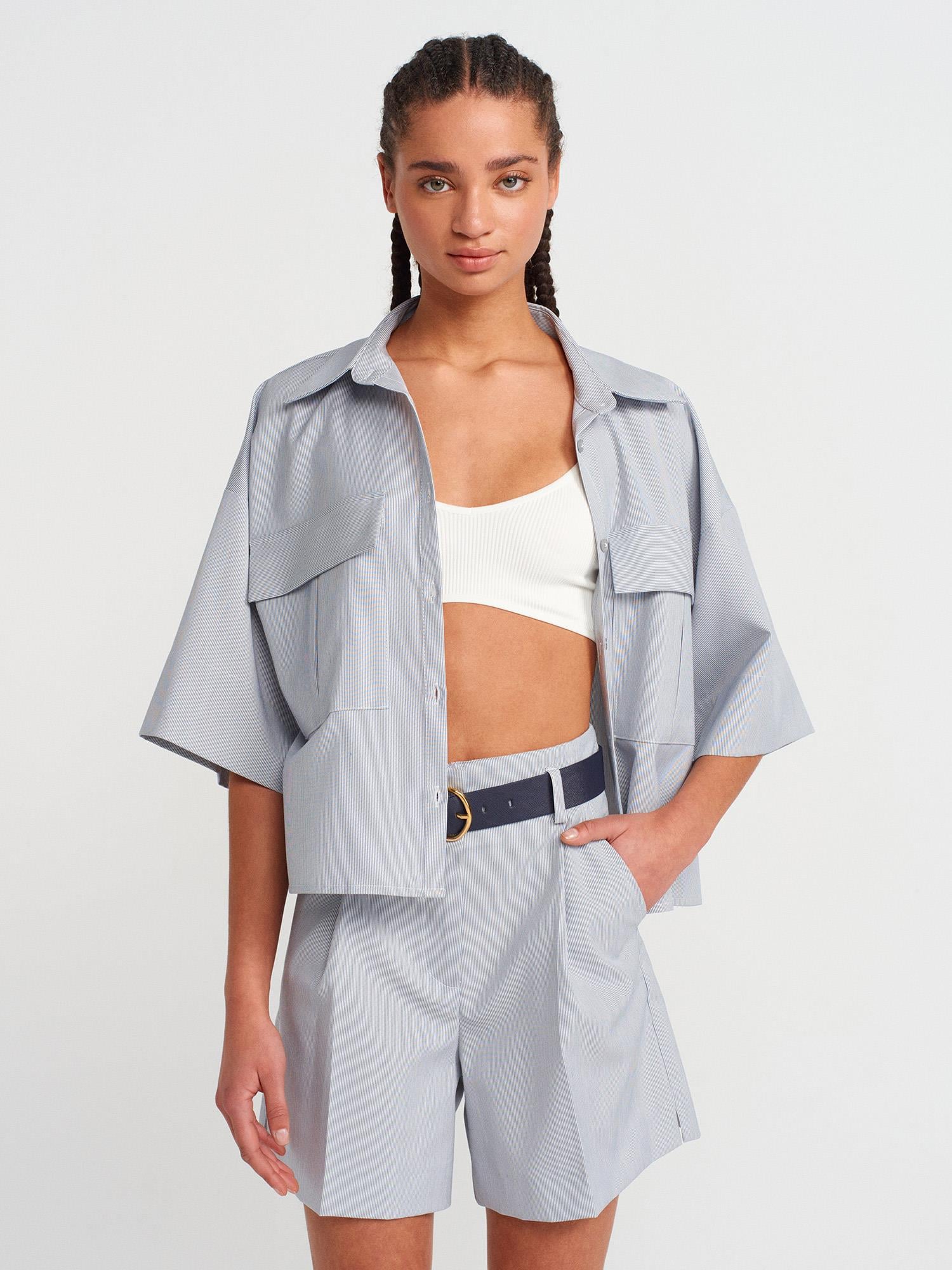 OVERSİZE CEPLİ GÖMLEK