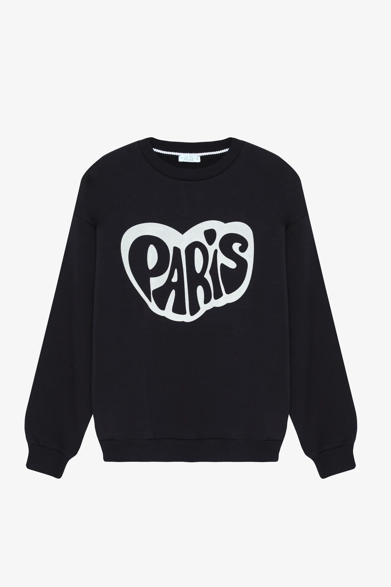 Paris Baskılı Oversize Sweatshirt
