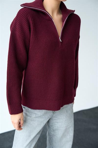 Polo Yaka Fermuarlı Kazak