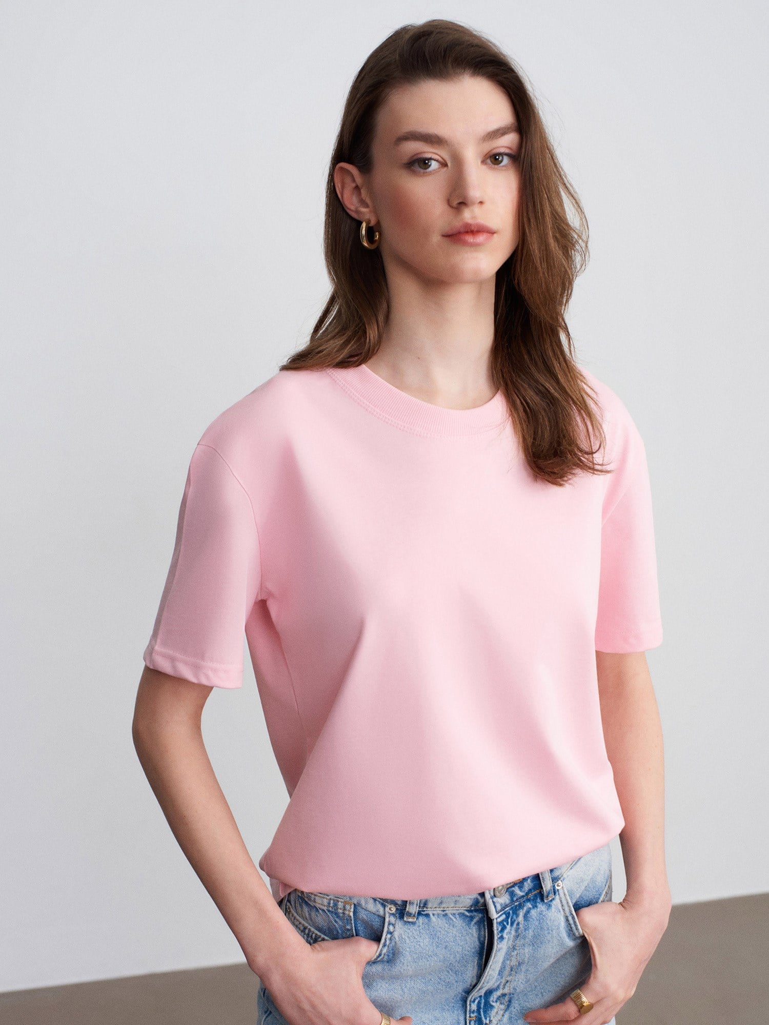 Dekoratif Dikişli Bisiklet Yaka Tshirt