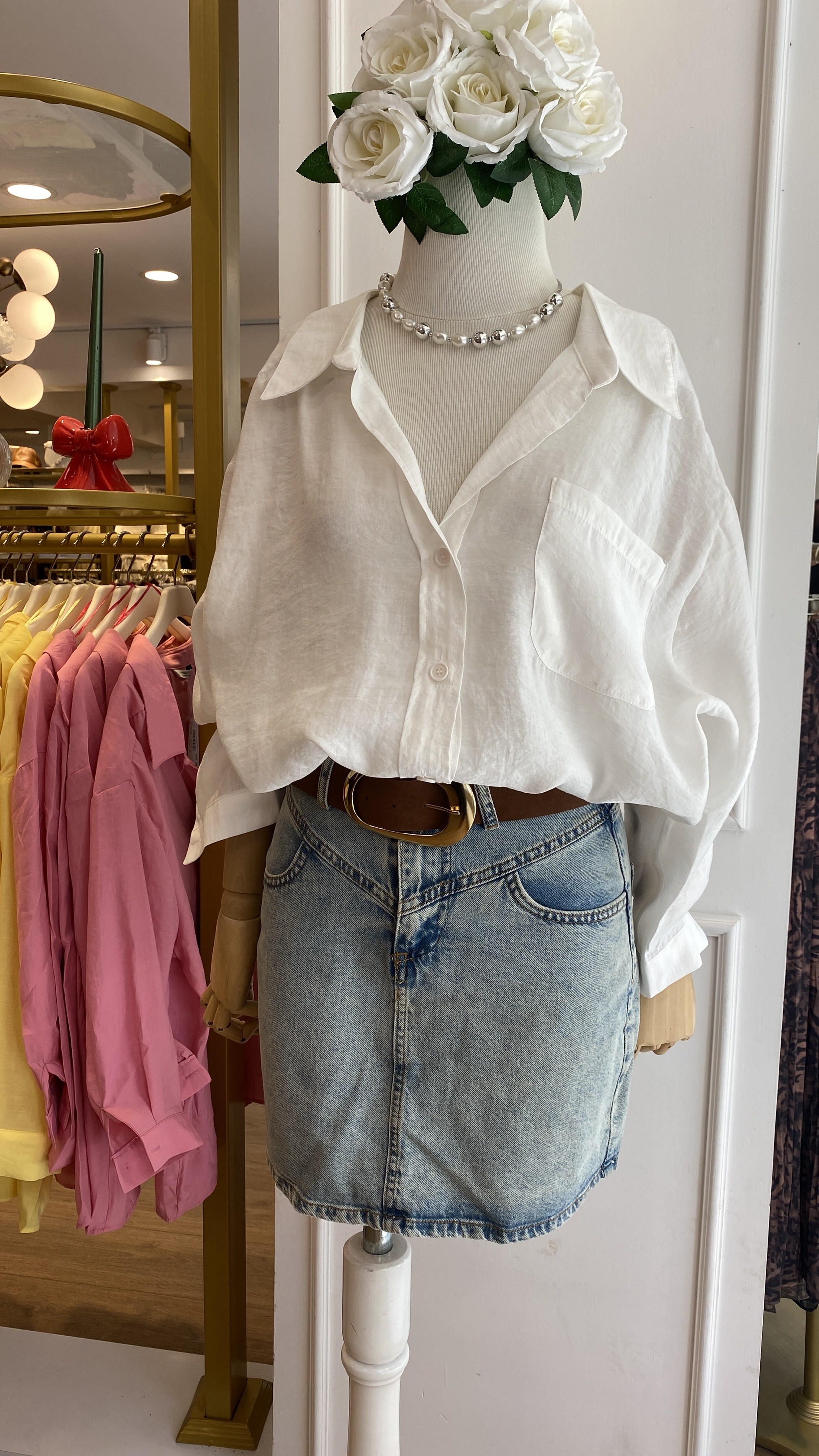 DÜŞÜK OMUZLU OVERSİZE GÖMLEK