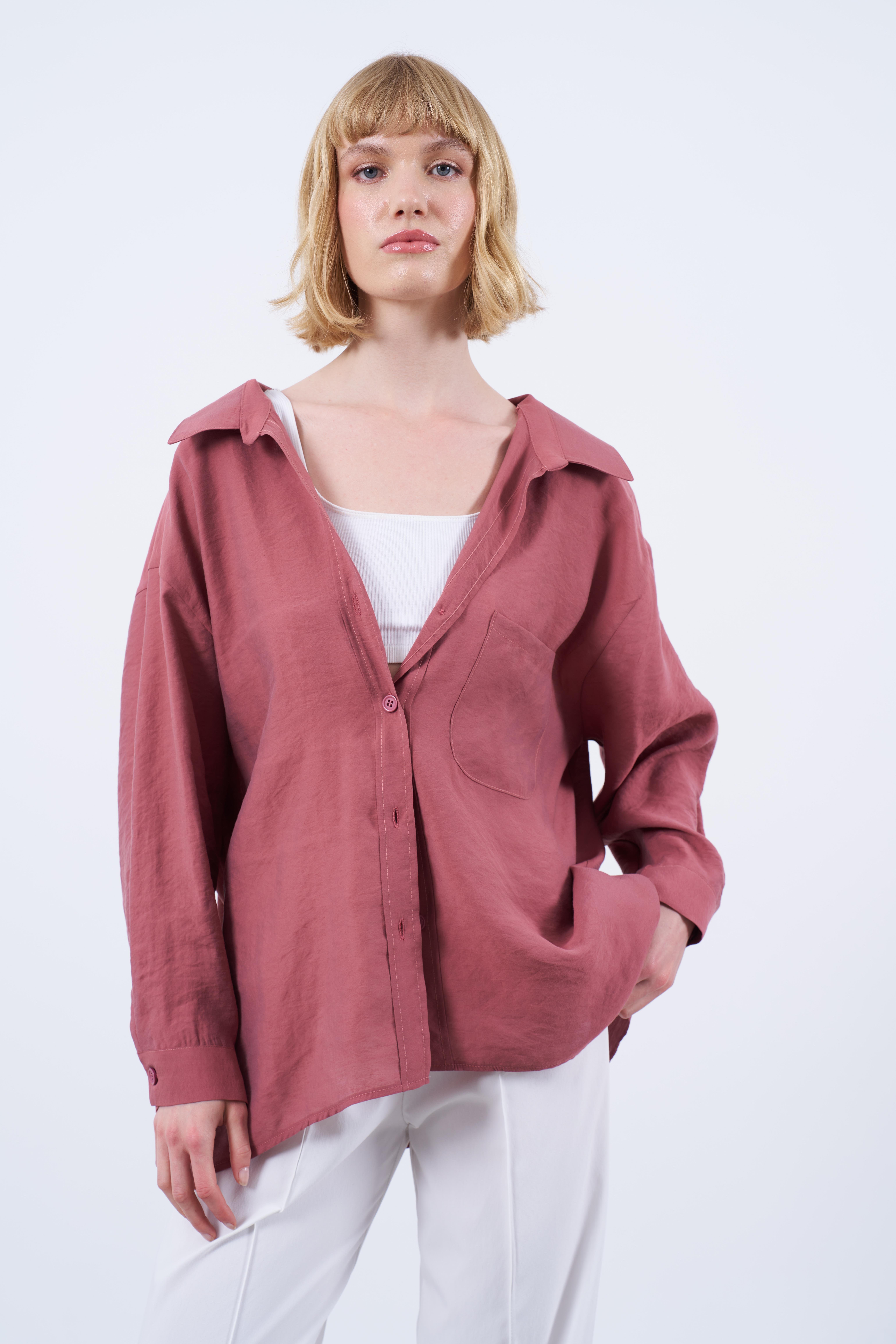 DÜŞÜK OMUZLU OVERSİZE GÖMLEK