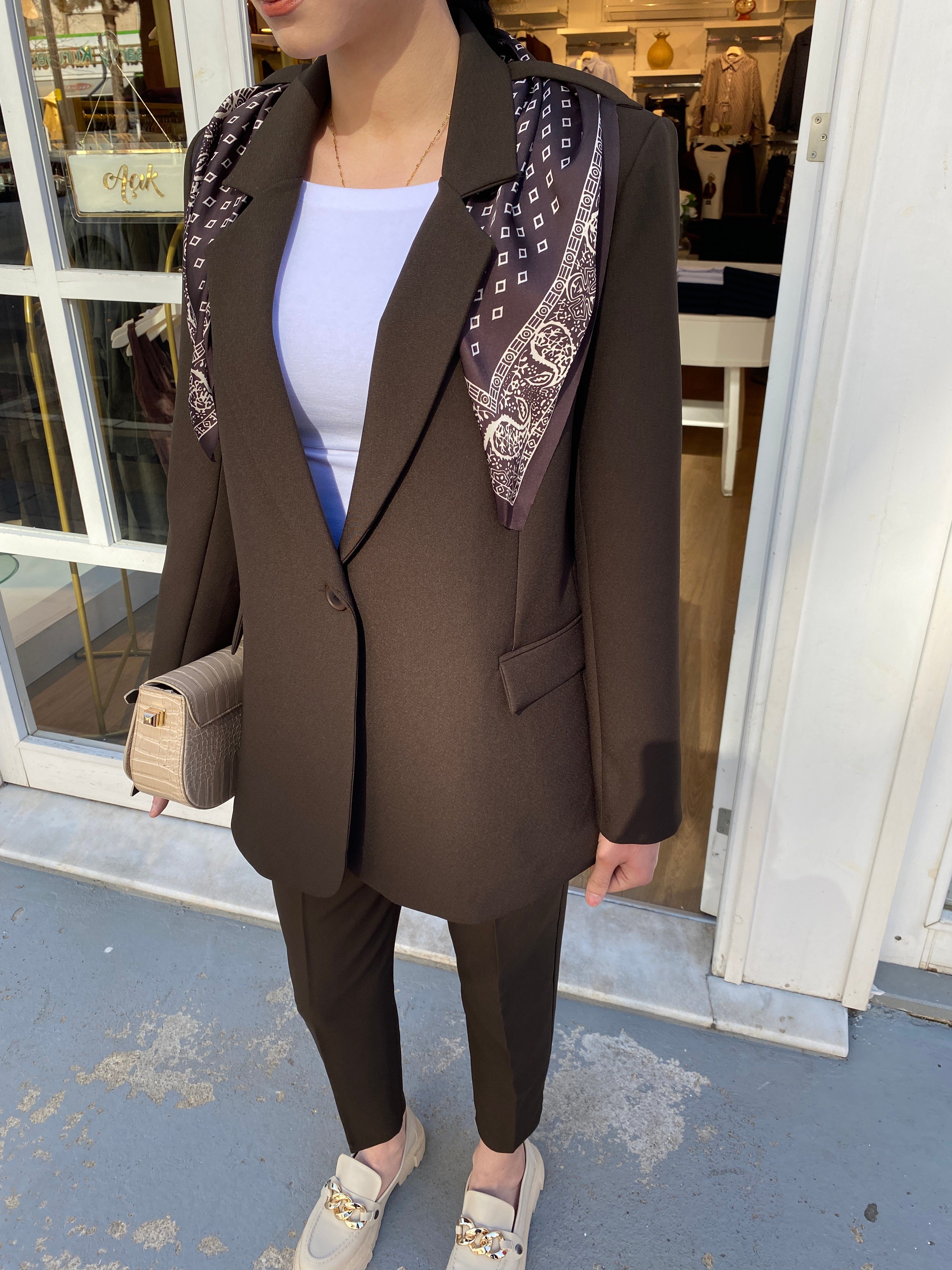 FULAR DETAYLI BLAZER CEKET