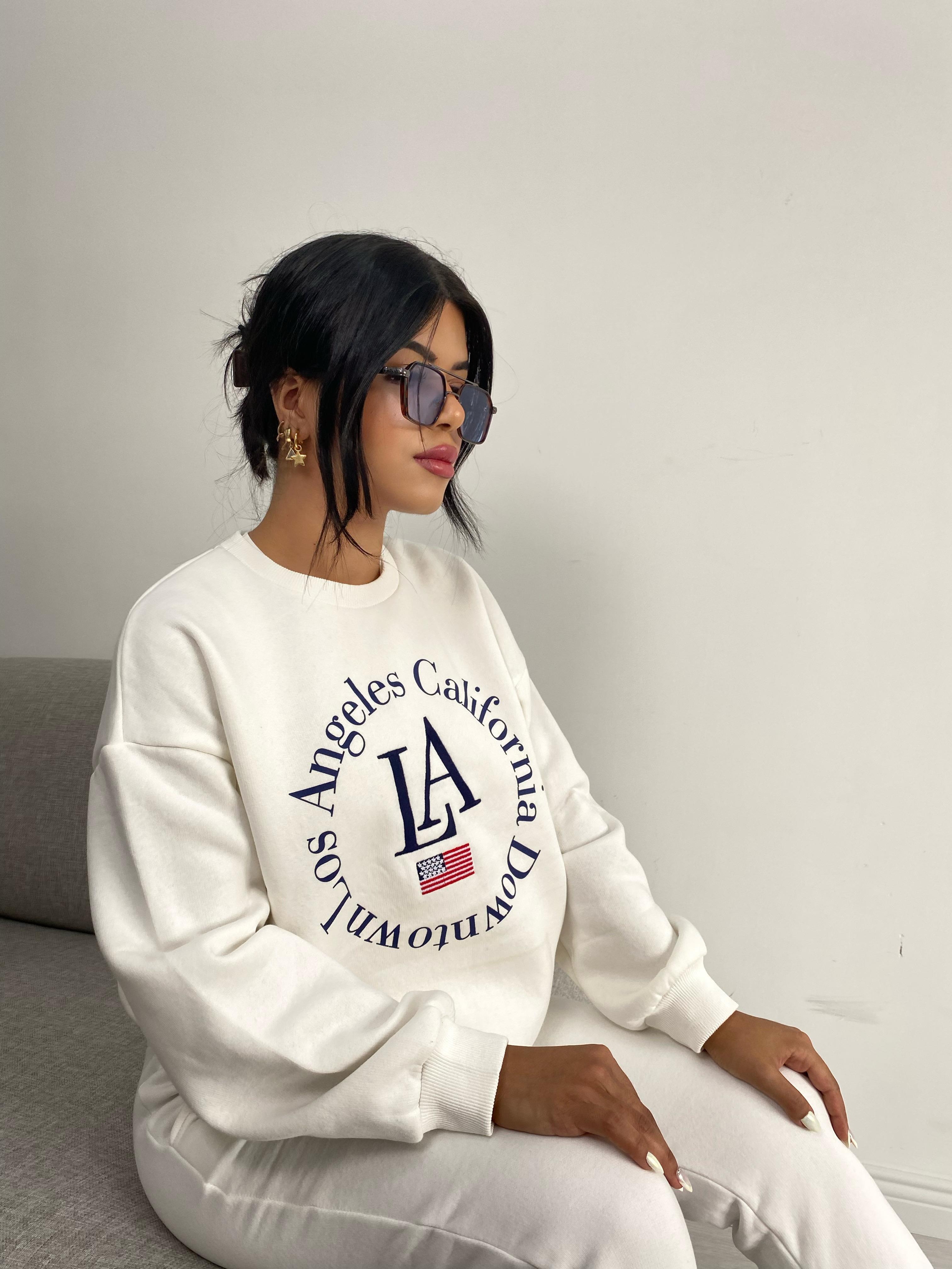 İçi Şardonlu California Baskılı Sweatshirt