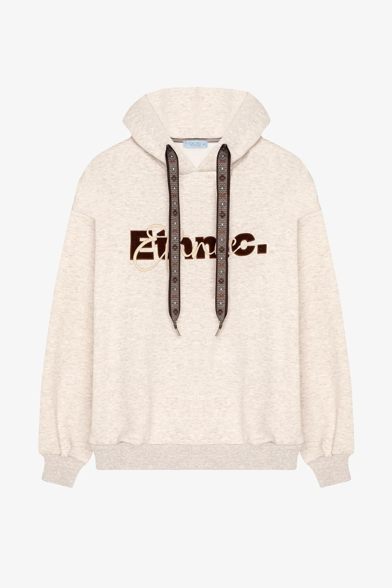 Kapüşonlu Kordon Detaylı Sweatshirt