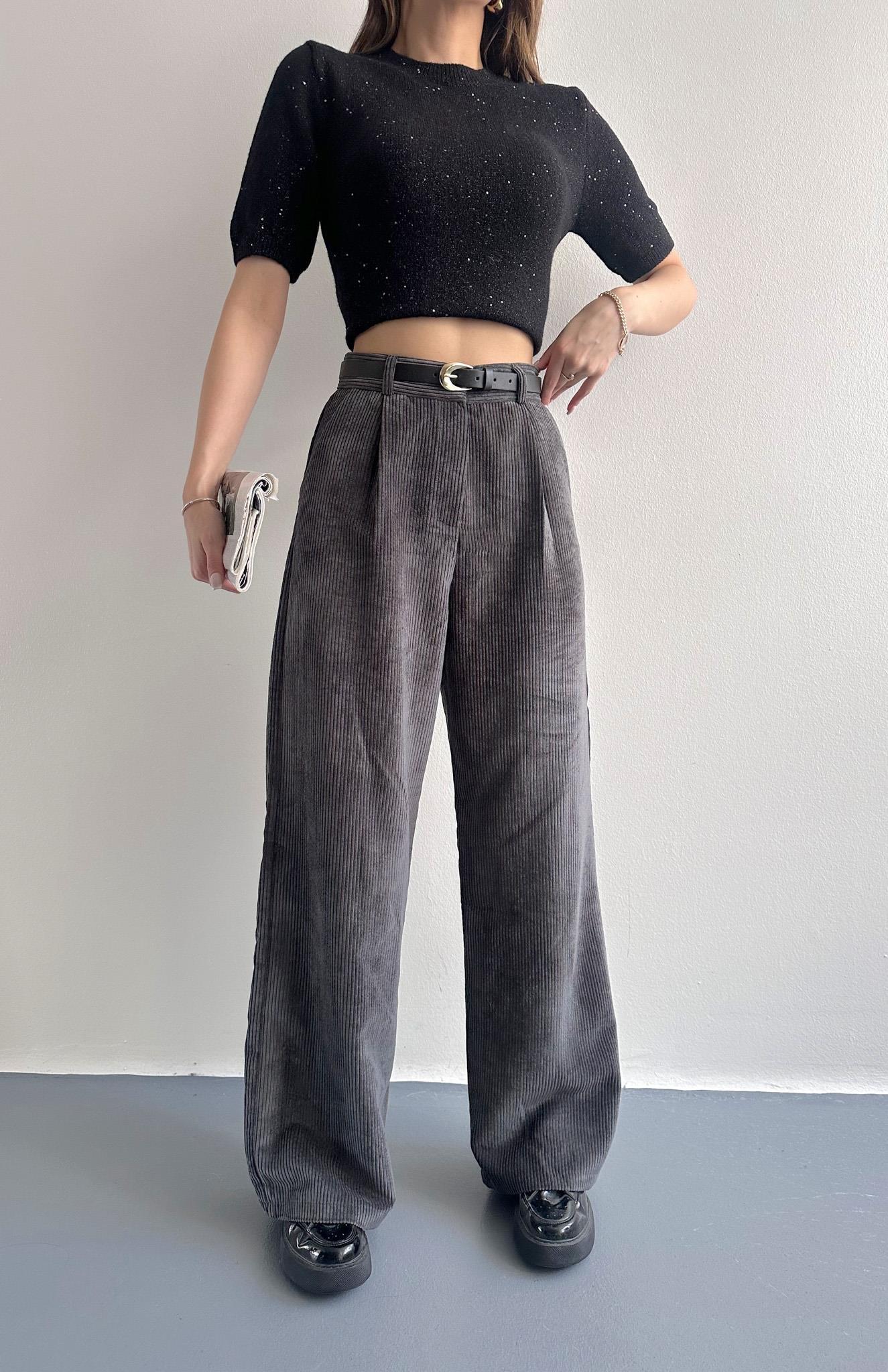 Kemerli Fitilli Pantolon