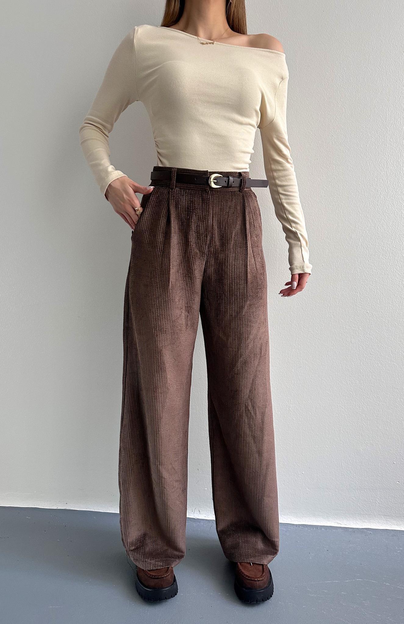 Kemerli Fitilli Pantolon