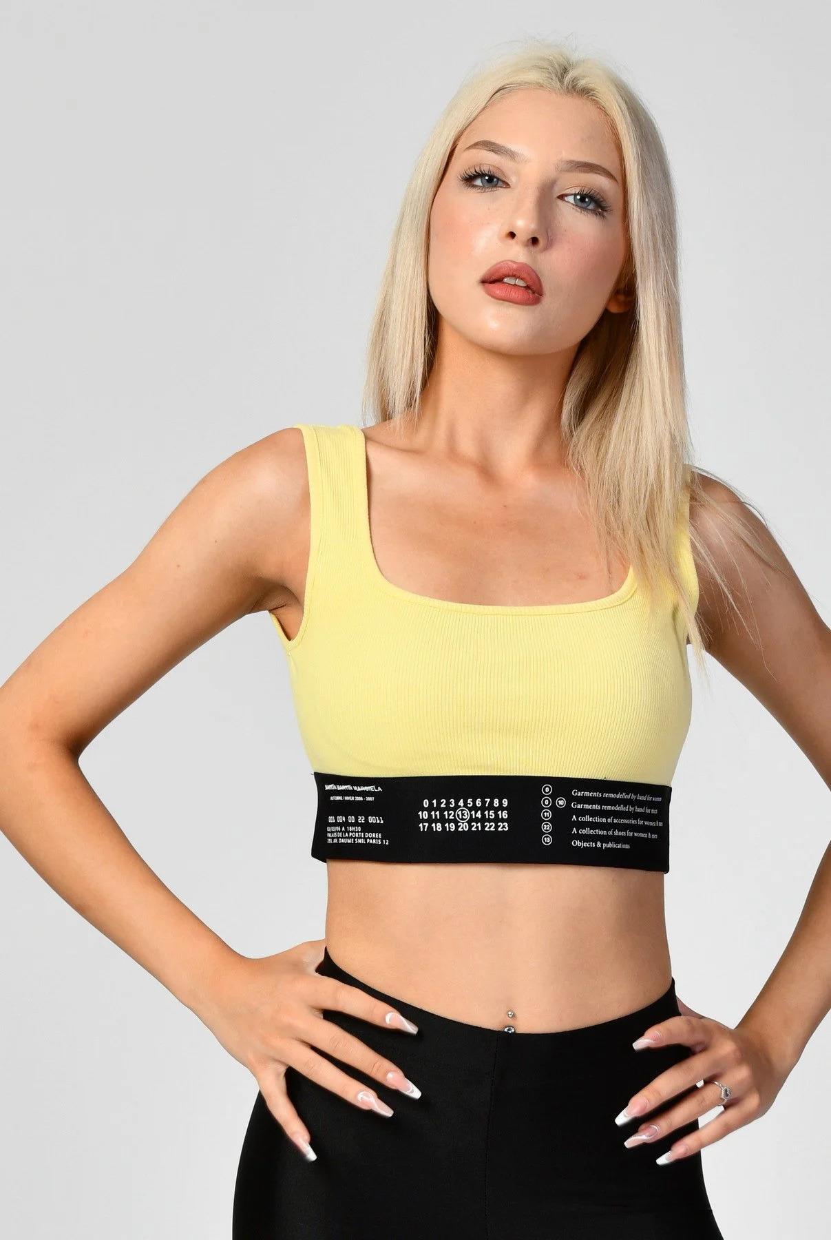 Lastik Detaylı Crop Top Atlet